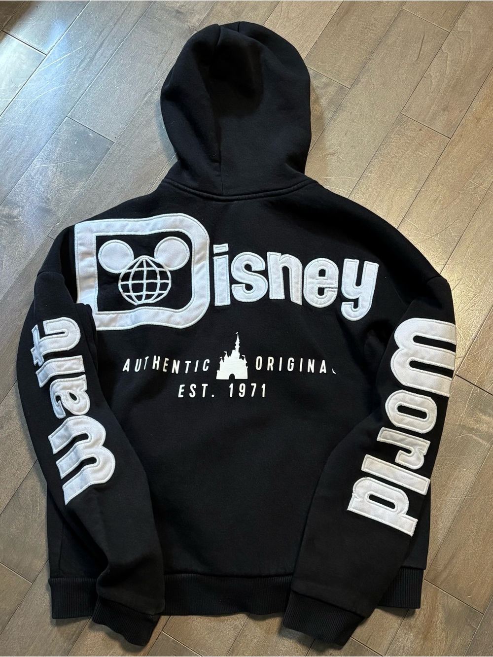 Disney Parks Black Zip Hoodie Adult XS Walt Disney World Authentic Original